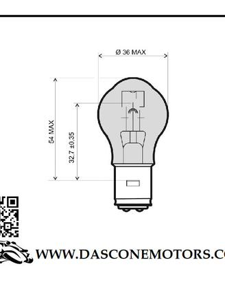 LAMPADINA LUCE BIANCA 12V 35/35W ba20d OVETTO NEOS