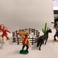 Lotto 3 Soldatini Cowboys Timpo Toys con Animali 