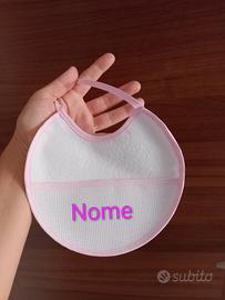 Bavetta rosa personalizzata con nome a scelta 
