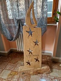 Candela in legno fatta a mano con luci