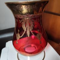 Vaso vintage in cristallo rosso rubino