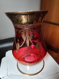 Vaso vintage in cristallo rosso rubino