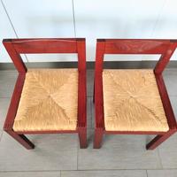 Coppia sedie Vintage, anni 70/80, legno e paglia