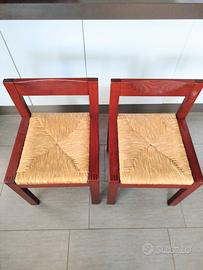 Coppia sedie Vintage, anni 70/80, legno e paglia
