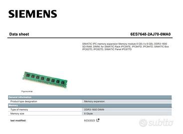 SIMATIC IPC memory expansion Memory module 8 GB