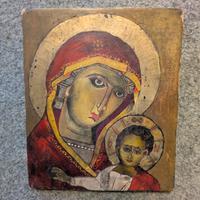 icona dipinta Madonna con bambino 