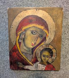 icona dipinta Madonna con bambino 