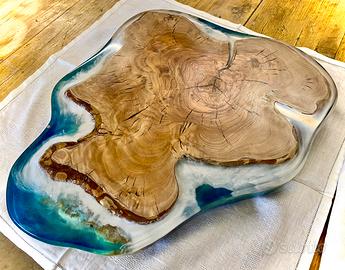 Piano tavolino resina e ulivo