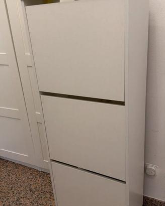 Scarpiera salvaspazio bianca a 3 ante