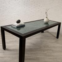 Tavolo in rovere tinto wengé e vetro anni '90