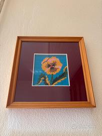 Quadro Punto Croce Viola Pansy Fiore