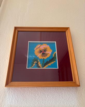 Quadro Punto Croce Viola Pansy Fiore