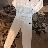 tuta lacoste bianca logo ricamati S-XS