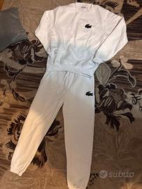 tuta lacoste bianca logo ricamati S-XS