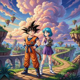 Quadro Bulma e Goku Dragon ball