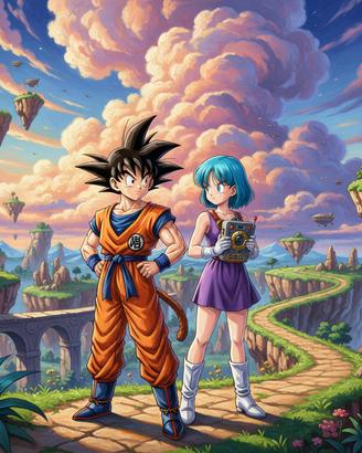 Quadro Bulma e Goku Dragon ball