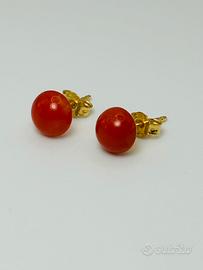 Orecchini oro giallo 18k e Corallo rosso