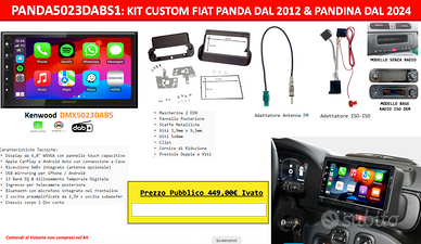 KIT CUSTOM KENWOOD DMX5023DABS PER FIAT PANDA