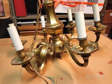 lampadario 6 luci ottone 