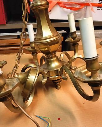lampadario 6 luci ottone 