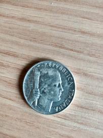 moneta  5 lire italiana del 1950 in alluminio