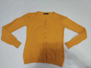 Cardigan donna in maglia 5% cashmere Giallo.