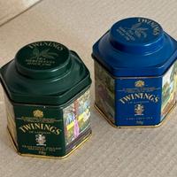 Coppia di scatole di latta vintage Twinings
