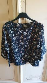 Camicia da donna nera a fiori 