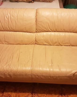 Divano 3 Posti in pelle Beige
