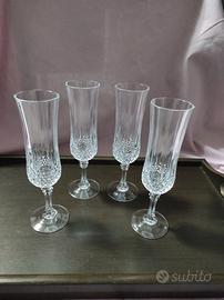 4 flute spumante vintage vetro tipo cristallo