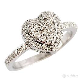 Anello Donna Cuore in pave' di Diamanti  e Oro