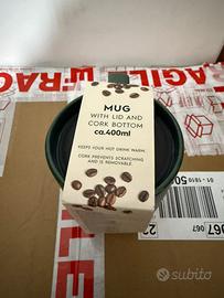 Tazza mug con coperchio e base in sughero – 400 ml