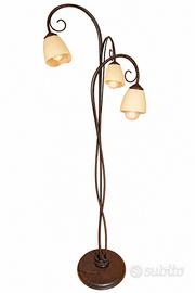 Set 2 lampadari a 5 luci + piantana a 3 luci in fe