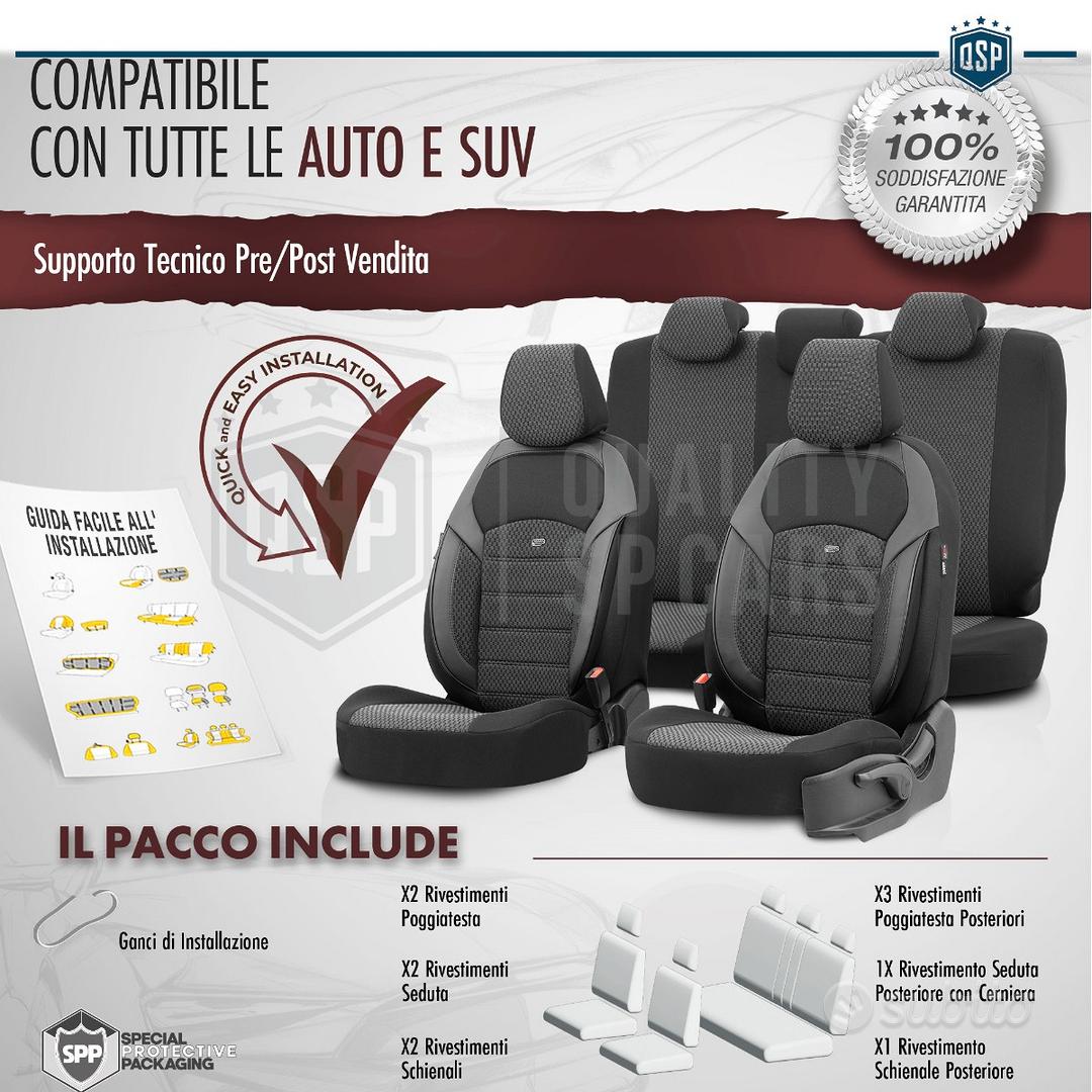 COPRISEDILI per Fiat 500L, SET COMPLETO Anteriori + Posteriori in Tessuto e  Pelle PU