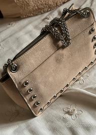Borsa Mia Bag in camoscio beige con catena