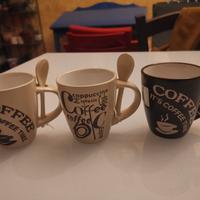 3 tazze con cucchiaino per cappuccino NUOVE