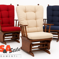 Poltrona Dondolo Relax Oscillante In Legno Noce