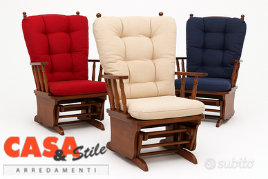 Poltrona Dondolo Relax Oscillante In Legno Noce