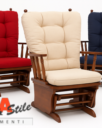 Poltrona Dondolo Relax Oscillante In Legno Noce