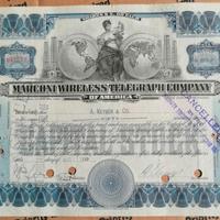 Certificato della MARCONI WIRELESS TELEGRAPH COMP
