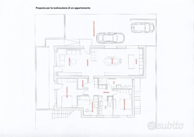 Appartamento terra 3 camere 2 bagni - V1549