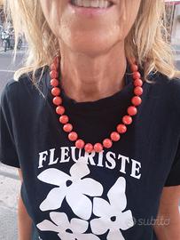 Collana di Corallo Cirasuolo chiusura in oro .
