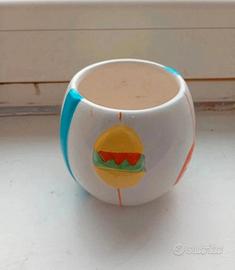 porta candela in ceramica con decorazione pasquale