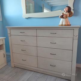 comò cassettiera e comodini e specchio minacciolo