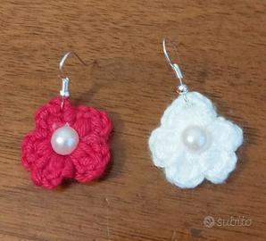 Orecchini artigianali - Fiore con perla