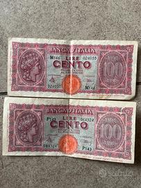 2 Banconote 100 lire 1944 Banca D’Italia