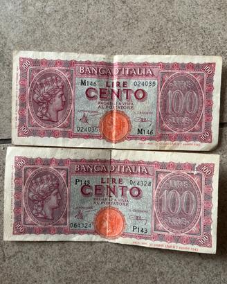 2 Banconote 100 lire 1944 Banca D’Italia