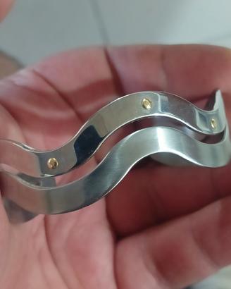 Bracciale Oro 750 18 KT Fascia Acciaio Uomo Donna 