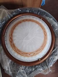 plafoniera vetro e legno 