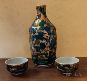 Set Sake giapponese vintage Kutani Mokubei origina